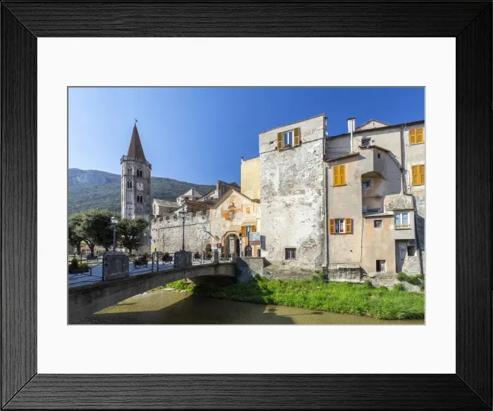 Framed Print : View of the medieval town of Finalborgo. Finalborgo, Finale Ligure, Savona province