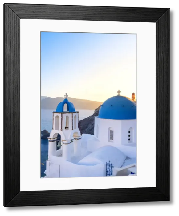 Framed Print : Oia, Santorini, Cyclades, Greece The famous blue domes of the churches of Oia Framed Print : Oia, Santorini, Cyclades, Greece The famous blue domes of the churches of Oia