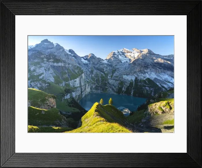 Framed Print : Oeschinensee lake, Bernese Oberland, Switzerland Framed Print : Oeschinensee lake, Bernese Oberland, Switzerland