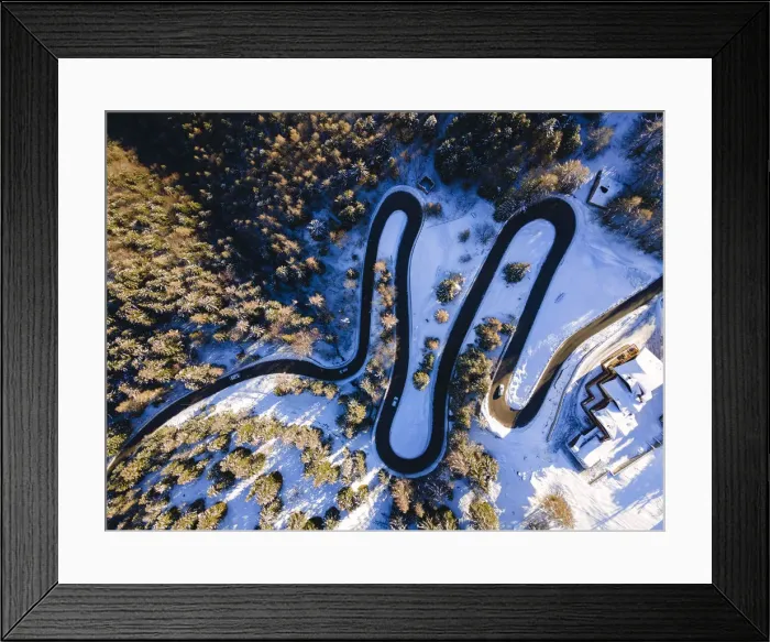 Framed Print : Aerial view from Presolanapass road in Bergamo province, Lombardy, Italy, Europe