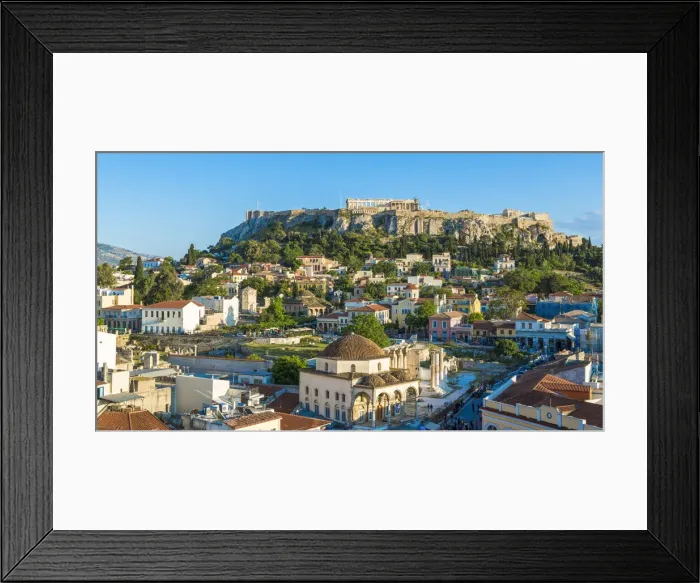Framed Print : Rooftop view of the Parthenon and Monastiraki Square in Athens, Greece
