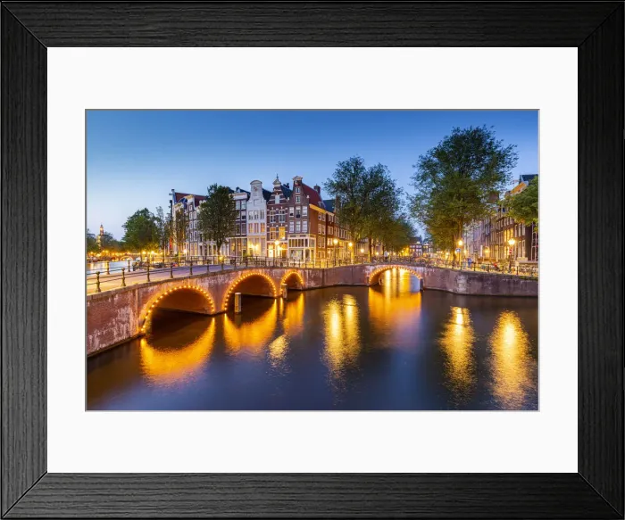 Framed Print : Keizersgracht canal at dusk, Amsterdam, North Holland, Netherlands Framed Print : Keizersgracht canal at dusk, Amsterdam, North Holland, Netherlands