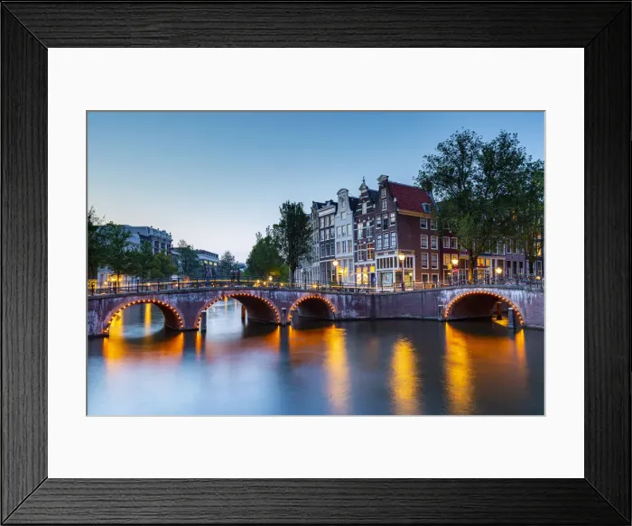 Framed Print : Keizersgracht canal at dusk, Amsterdam, North Holland, Netherlands