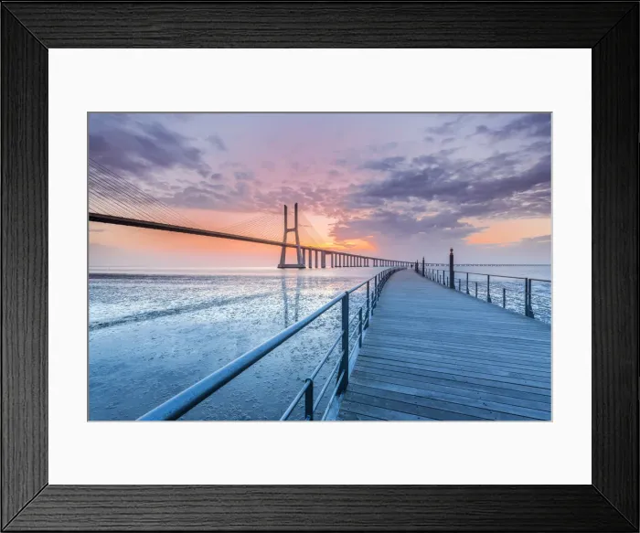 Framed Print : Vasco Da Gama bridge at sunrise, Lisbon, Portugal Framed Print : Vasco Da Gama bridge at sunrise, Lisbon, Portugal