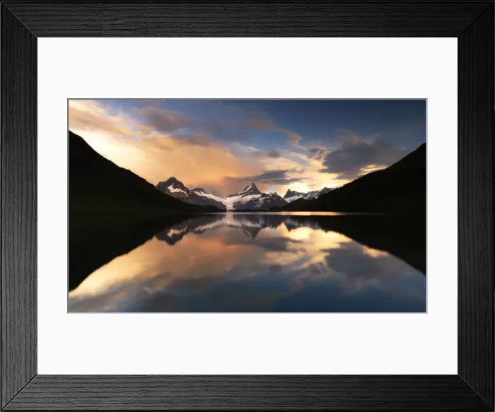 Framed Print : Bachalpsee lake and Bernese Alps at sunset, Grindelwald, Bernese Oberland, Bern Canton Framed Print : Bachalpsee lake and Bernese Alps at sunset, Grindelwald, Bernese Oberland, Bern Canton