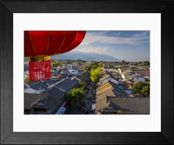 Framed Print : View of Chinese traditional tiled roofs in Dali, Yunnan Province, China, Asia, Asian Framed Print : View of Chinese traditional tiled roofs in Dali, Yunnan Province, China, Asia, Asian