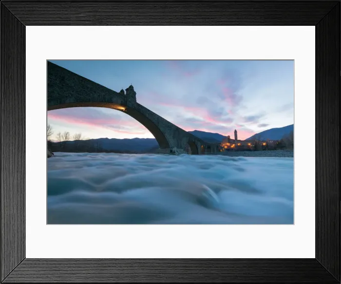 Framed Print : Ponte Gobbo at sunset, Trebbia Valley, Piacenza, Emilia Romagna, Italy Framed Print : Ponte Gobbo at sunset, Trebbia Valley, Piacenza, Emilia Romagna, Italy
