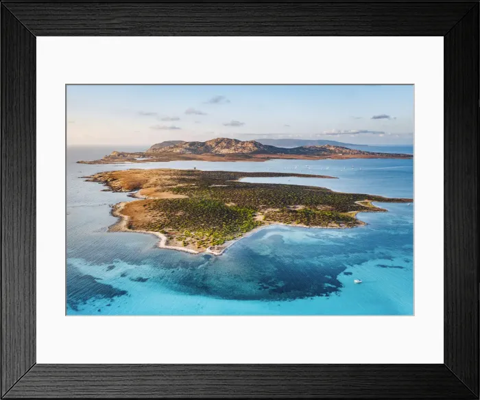 Framed Print : Aerial view of Stintino beach. Stintino, Sassari province, Sardegna, Italy