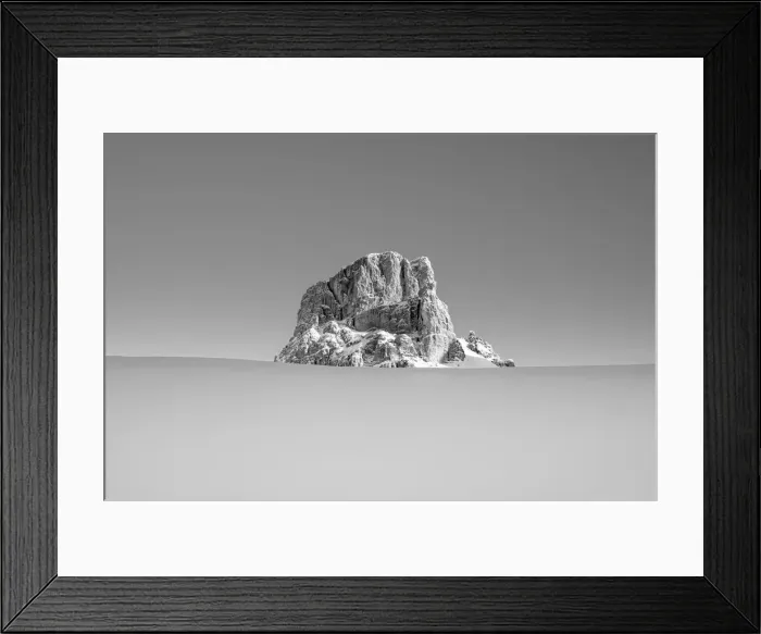 Framed Print : Mount Averau appears during the ascent to Alpe Fedare in Dolomiti on a cold winter
