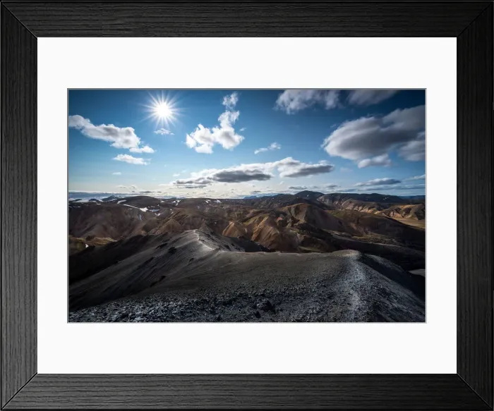 Framed Print : Colored mountains with some snow in highlands of Iceland, Landmannalaugar, Iceland Framed Print : Colored mountains with some snow in highlands of Iceland, Landmannalaugar, Iceland