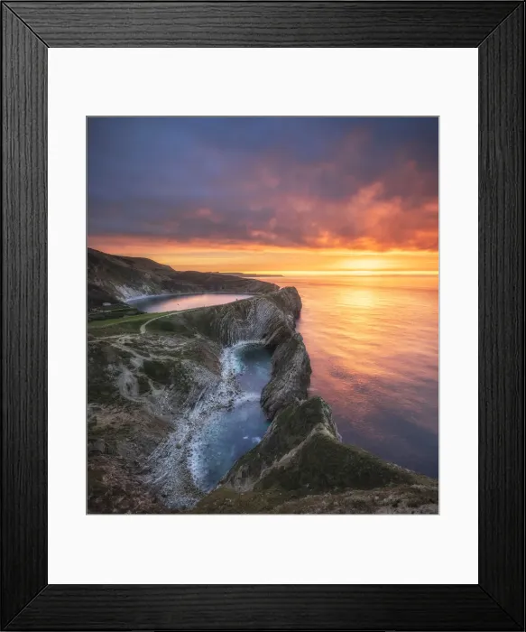 Framed Print : Sunrise over Stair Hole, Lulworth, Jurassic Coast World Heritage Site, Dorset, England Framed Print : Sunrise over Stair Hole, Lulworth, Jurassic Coast World Heritage Site, Dorset, England