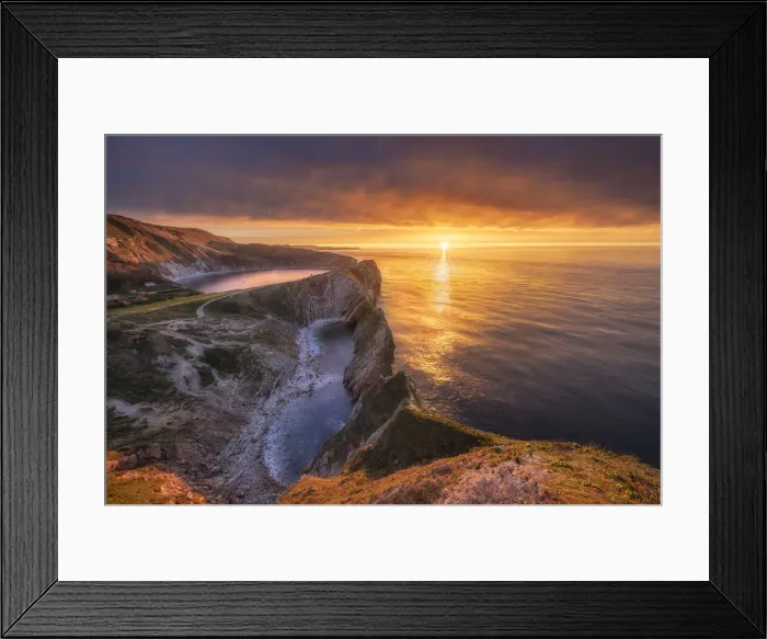 Framed Print : Sunrise over Stair Hole, Lulworth, Jurassic Coast World Heritage Site, Dorset, England Framed Print : Sunrise over Stair Hole, Lulworth, Jurassic Coast World Heritage Site, Dorset, England