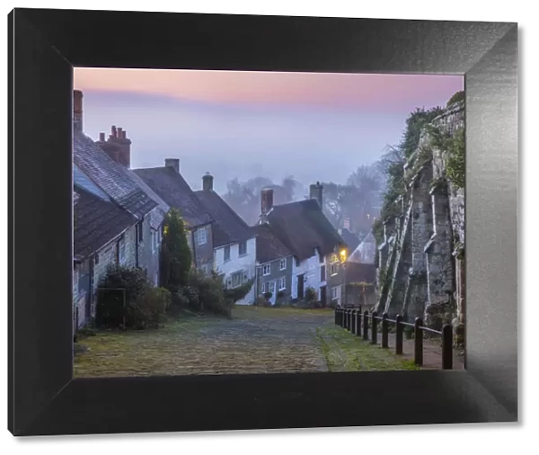 Gold Hill at dawn, Shaftesbury, Dorset, England, UK