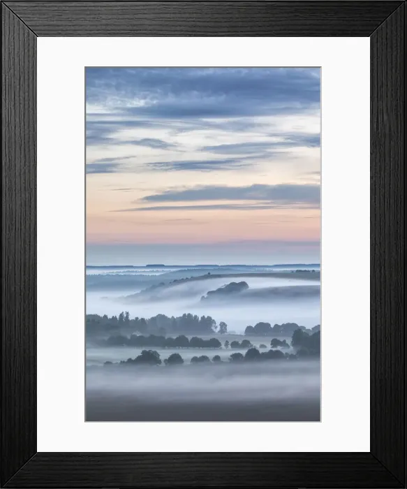 Framed Print : Dawn over White Sheet Hill from Win Green Hill, Wiltshire, England, UK Framed Print : Dawn over White Sheet Hill from Win Green Hill, Wiltshire, England, UK