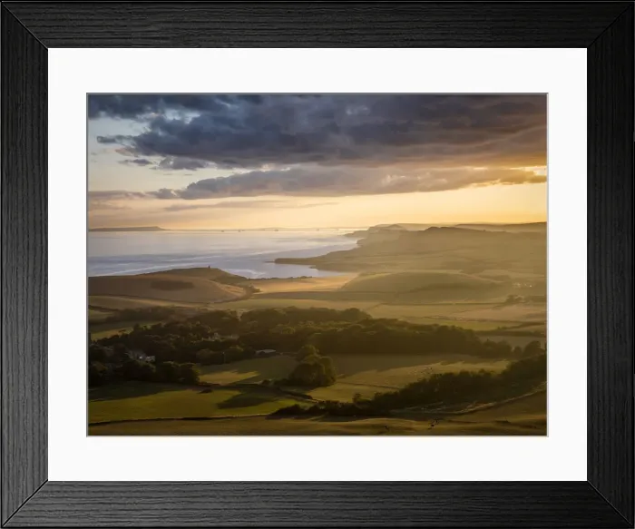 Framed Print : Sunset from Swyre Head, Isle of Purbeck, Jurassic Coast World Heritage Site, Dorset