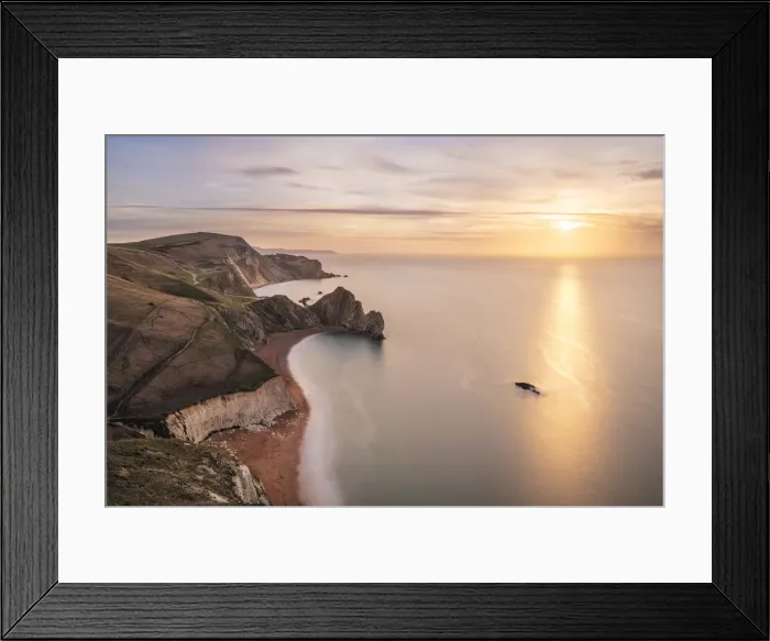 Framed Print : Durdle Door at sunrise from Swyre Head, Lulworth, Isle of Purbeck Framed Print : Durdle Door at sunrise from Swyre Head, Lulworth, Isle of Purbeck
