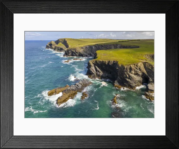 Framed Print : Dramatic clifftop coastline near Trevone, Cornwall, England. Autumn (September) 2020 Framed Print : Dramatic clifftop coastline near Trevone, Cornwall, England. Autumn (September) 2020