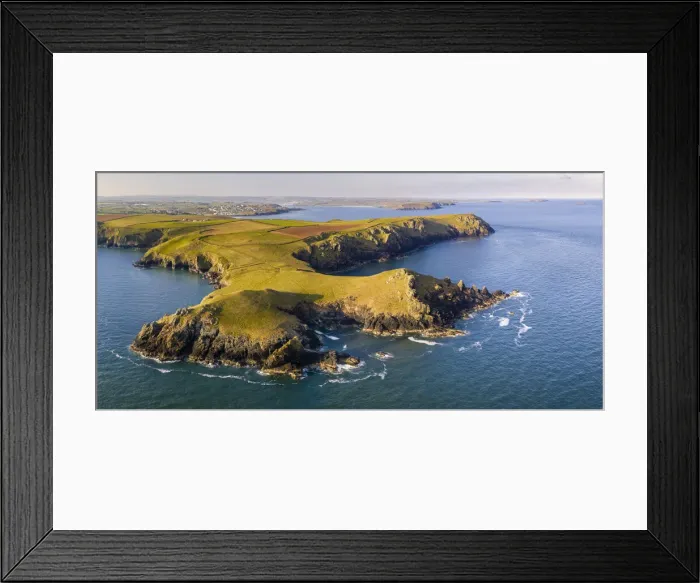 Framed Print : Aerial view of The Rumps headland on the North Cornish coast, Cornwall, England Framed Print : Aerial view of The Rumps headland on the North Cornish coast, Cornwall, England