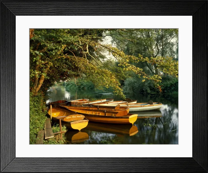 Framed Print : Boats on River Ouse, Houghton, Cambridgeshire, England