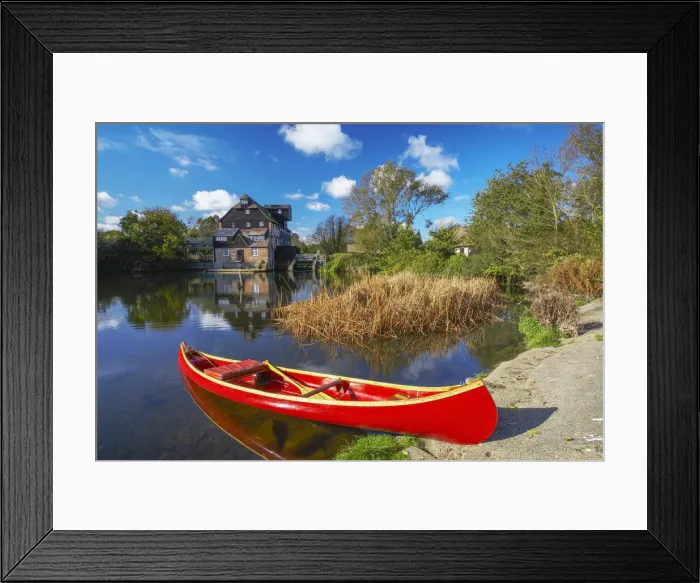 Framed Print : Red Canoe & Houghton Mill, Houghton, Cambridgeshire, England Framed Print : Red Canoe & Houghton Mill, Houghton, Cambridgeshire, England