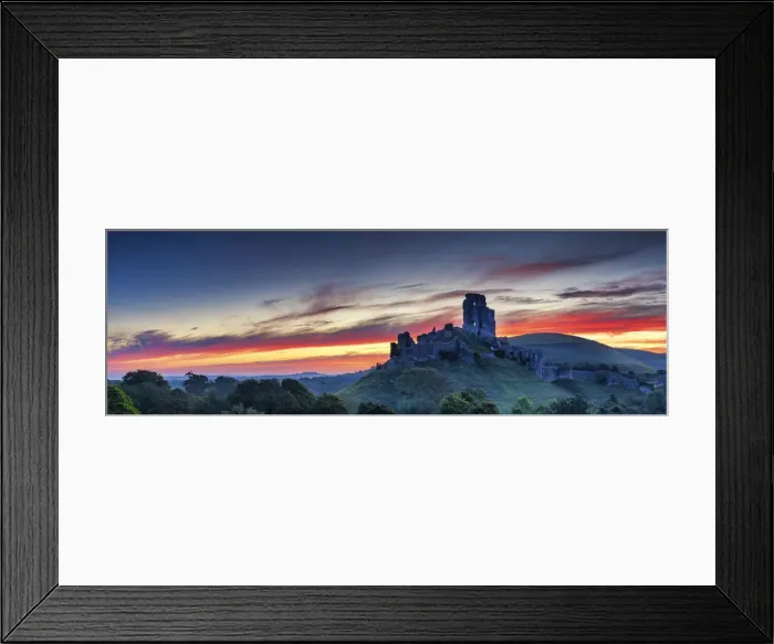 Framed Print : Corfe Castle at Sunrise, Dorset, England Framed Print : Corfe Castle at Sunrise, Dorset, England