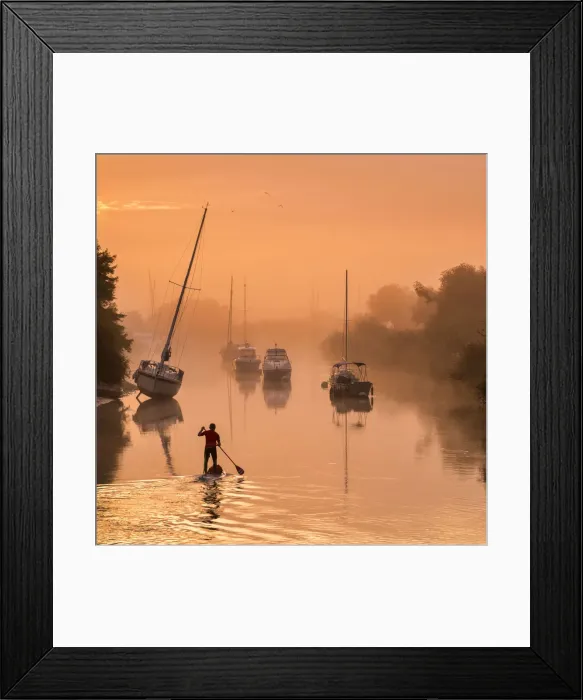 Framed Print : Paddle Boarder on River Frome, Wareham, Dorset, England Framed Print : Paddle Boarder on River Frome, Wareham, Dorset, England