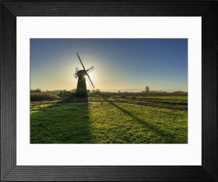 Framed Print : Sun Bursting Behind St. Benets Mill, Norfolk Broads National Park, England Framed Print : Sun Bursting Behind St. Benets Mill, Norfolk Broads National Park, England