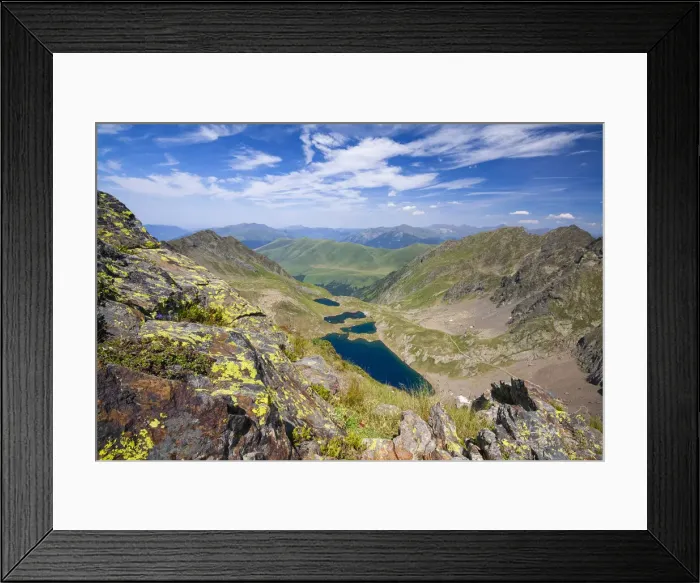 Framed Print : Tarns and mountains, Port de Venasque, Bagneres-de-Luchon, Pyrenees, France Framed Print : Tarns and mountains, Port de Venasque, Bagneres-de-Luchon, Pyrenees, France