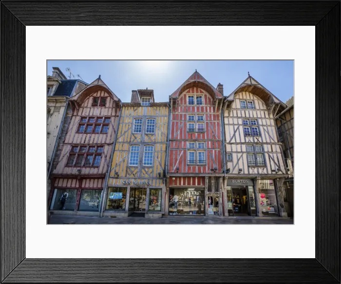 Framed Print : Traditional buildings and shops, Troyes, Aube, Grand Est, France Framed Print : Traditional buildings and shops, Troyes, Aube, Grand Est, France
