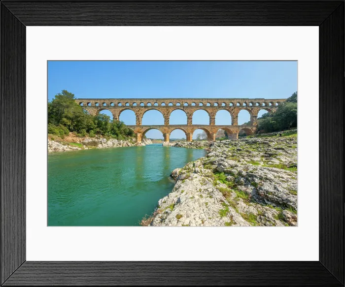 Framed Print : Pont du Gard, Roman aqueduct, Vers-Pont-du-Gard, Gard, Languedoc-Roussillon, France