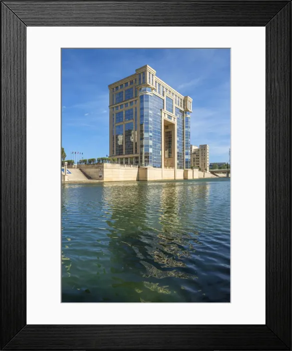 Framed Print : Regional council building with La Lez, Antigone, Montpellier, Herault Framed Print : Regional council building with La Lez, Antigone, Montpellier, Herault