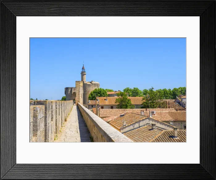 Framed Print : Medieval city wall with Tour de Constance, Aigues-Mortes, Camargue, Gard