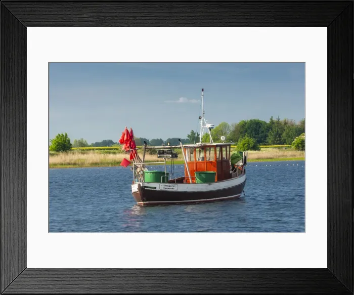 Framed Print : Fishing boat at Ummanz, Ruegen Island, Mecklenburg-Western Pomerania, Germany Framed Print : Fishing boat at Ummanz, Ruegen Island, Mecklenburg-Western Pomerania, Germany
