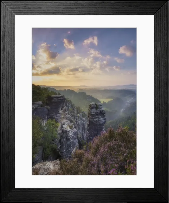 Framed Print : View of the Hoellenhund, sandstone rocks in the Elbe Sandstone Mountains Framed Print : View of the Hoellenhund, sandstone rocks in the Elbe Sandstone Mountains