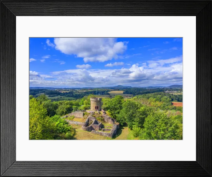 Framed Print : Aerial view at the Liebenburg castle ruin, Namborn, Saarland, Germany Framed Print : Aerial view at the Liebenburg castle ruin, Namborn, Saarland, Germany