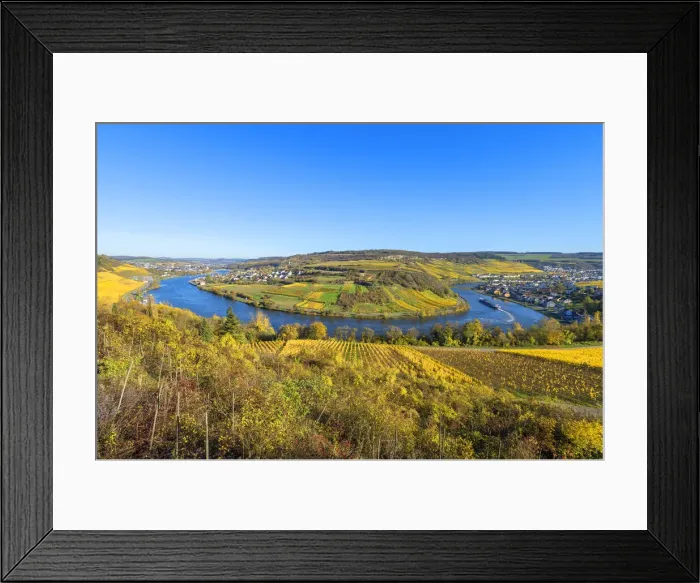 Framed Print : Mosel horseshoe bend near Machtum and Grevenmacher, Luxembourg, with view at Nittel Framed Print : Mosel horseshoe bend near Machtum and Grevenmacher, Luxembourg, with view at Nittel