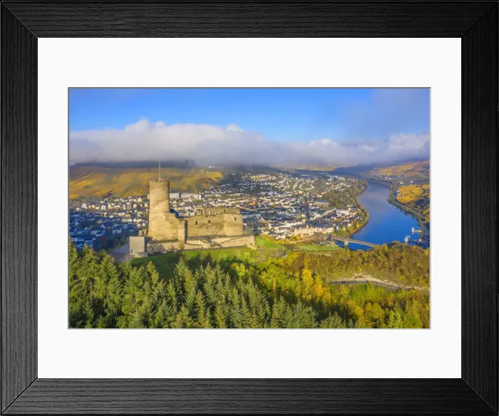 Framed Print : Aerial view at the Landshut castle, Bernkastel-Kues, Mosel valley, Rhineland-Palatinate Framed Print : Aerial view at the Landshut castle, Bernkastel-Kues, Mosel valley, Rhineland-Palatinate
