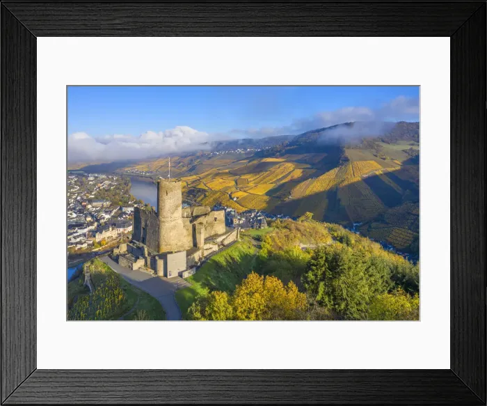 Framed Print : Aerial view at the Landshut castle, Bernkastel-Kues, Mosel valley, Rhineland-Palatinate Framed Print : Aerial view at the Landshut castle, Bernkastel-Kues, Mosel valley, Rhineland-Palatinate