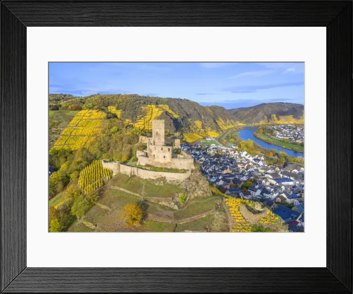 Framed Print : Aerial view at the Niederburg, Kobern-Gondorf, Mosel valley, Rhineland-Palatinate Framed Print : Aerial view at the Niederburg, Kobern-Gondorf, Mosel valley, Rhineland-Palatinate