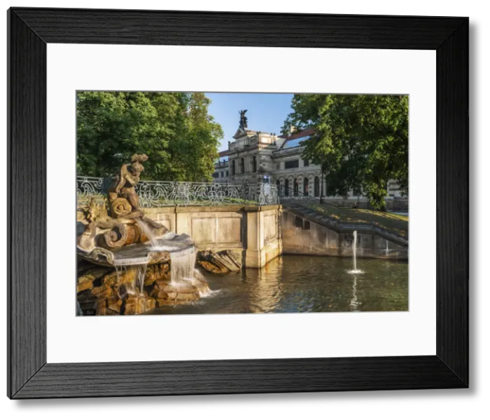 Framed Print : Dolphin Fountain at Bruehl's Terrace, Dresden, Saxony, Germany, Europe Framed Print : Dolphin Fountain at Bruehl's Terrace, Dresden, Saxony, Germany, Europe