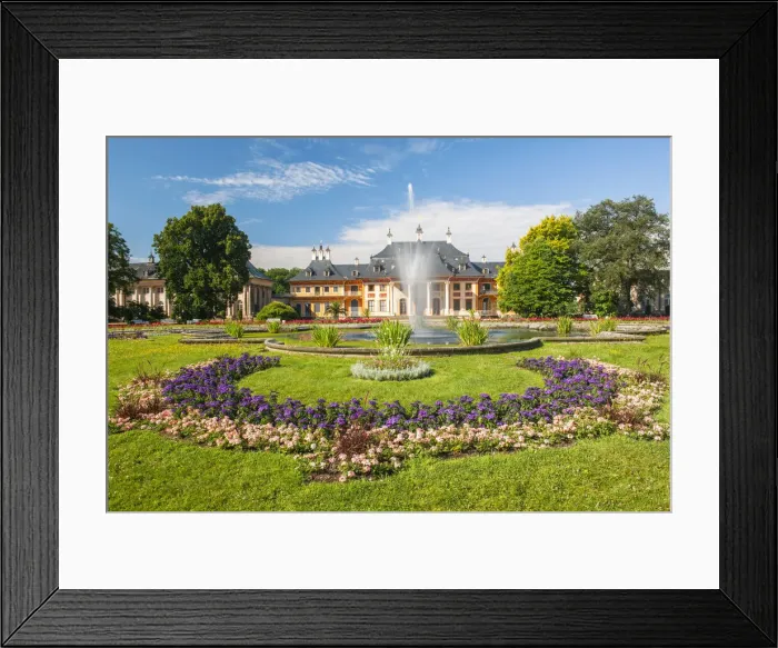 Framed Print : Pillnitz castlle and palace garden, English garden, Dresden, Saxony, Germany Framed Print : Pillnitz castlle and palace garden, English garden, Dresden, Saxony, Germany