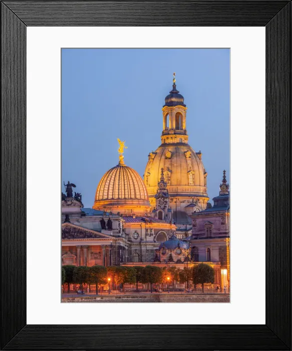 Framed Print : Skyline of Dresden at dusk with Bruehl's Terrace, Academy of Fine Arts, Church of Our Lady, Dresden, Saxony, Germany Framed Print : Skyline of Dresden at dusk with Bruehl's Terrace, Academy of Fine Arts, Church of Our Lady, Dresden, Saxony, Germany