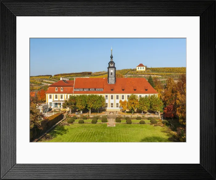Framed Print : Diesbar-Seusslitz Castle with Vineyard in the Elbe Valley, Diesbar-Seusslitz Framed Print : Diesbar-Seusslitz Castle with Vineyard in the Elbe Valley, Diesbar-Seusslitz