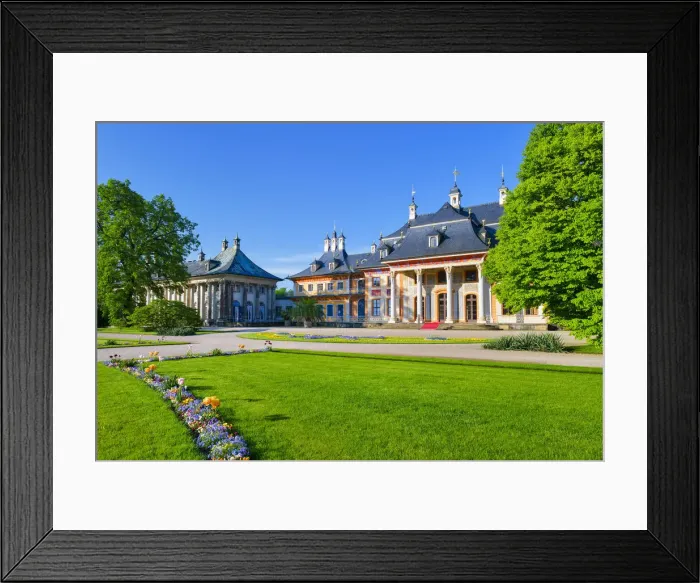 Framed Print : Palais Bergpalais of castle Pillnitz and palace garden, English garden, Dresden, Saxony Framed Print : Palais Bergpalais of castle Pillnitz and palace garden, English garden, Dresden, Saxony