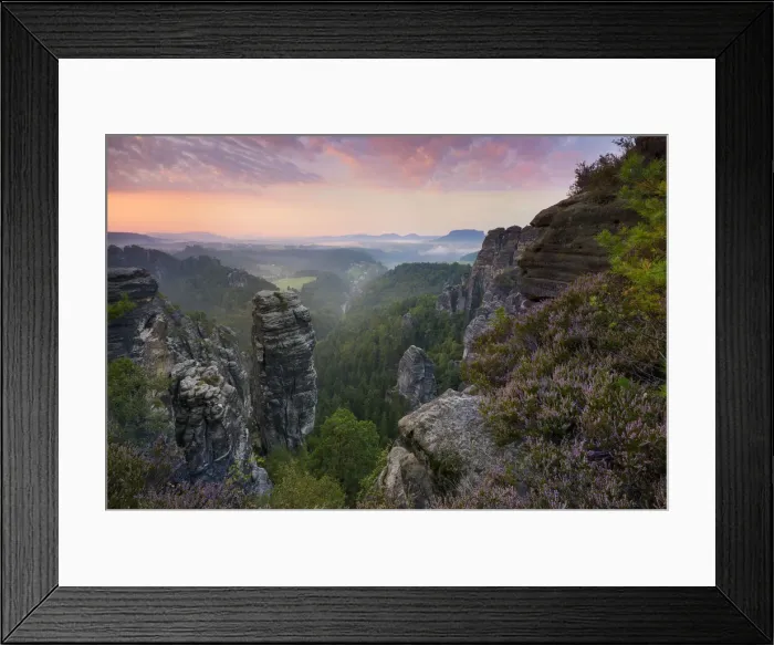 Framed Print : View of the Hoellenhund and gans rocks in the Elbe Sandstone Mountains Framed Print : View of the Hoellenhund and gans rocks in the Elbe Sandstone Mountains