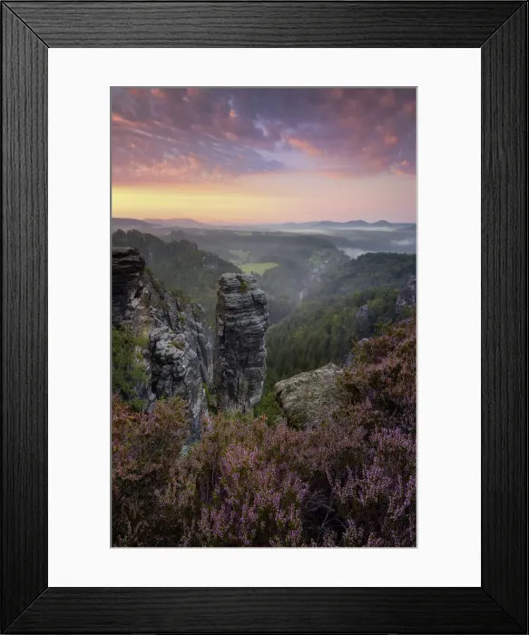 Framed Print : View of the Hoellenhund and gans rocks in the Elbe Sandstone Mountains Framed Print : View of the Hoellenhund and gans rocks in the Elbe Sandstone Mountains