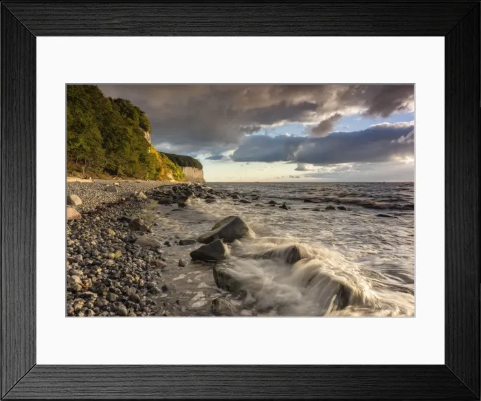 Framed Print : Chalk cliffs at the Baltic Sea in the dramatic morning light, National Park Jasmund, Island Rugen, Mecklenburg-Western Pomerania, Germany, Europe Framed Print : Chalk cliffs at the Baltic Sea in the dramatic morning light, National Park Jasmund, Island Rugen, Mecklenburg-Western Pomerania, Germany, Europe