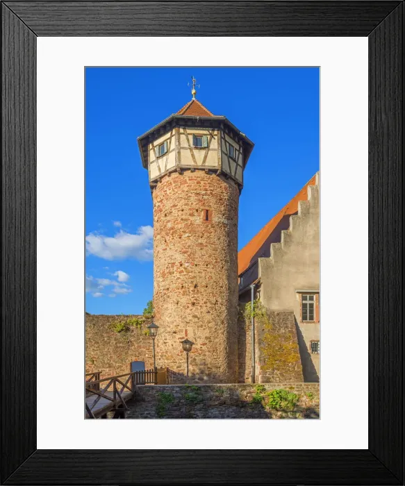 Framed Print : Thieves tower, historical prison, Michelstadt castle, Michelstadt, Odenwald, Hesse
