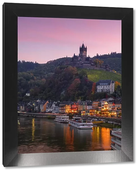View of the Reichsburg Cochem in the Moselle valley in autumn, Cochem