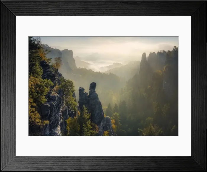 Framed Print : View of the Zitronenkopf rocks in the Elbe Sandstone Mountains Framed Print : View of the Zitronenkopf rocks in the Elbe Sandstone Mountains